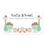 Tarjetas de visitas dulces deliciosas del chef de 