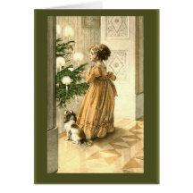 Tarjetas del árbol de navidad y de la niña del Vic
