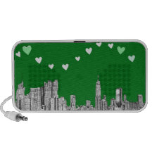 tarjetas del día de San Valentín NYC en verde Altavoces De Viajar