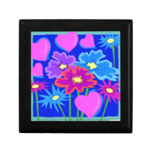Tarjetas del día de San Valentín rosadas y flores  Caja De Recuerdo