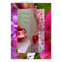 Tarjetas del día de San Valentín, tazas de té y ta