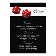 Tarjetas del menú del boda de Las Vegas Invitaciones Personales