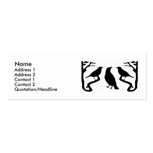 Tarjetas del perfil de la silueta de los pájaros tarjetas de visita