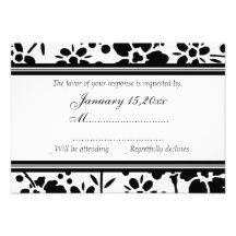 Tarjetas elegantes negras y blancas de RSVP que se Comunicado Personalizado