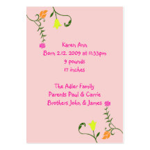 Tarjetas florales de la invitación del nacimiento plantillas de tarjetas de visita