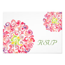 Tarjetas florales rizadas de RSVP de la dalia Comunicados