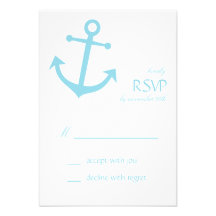 Tarjetas náuticas de RSVP del ancla del barco (azu Invitación Personalizada