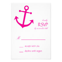 Tarjetas náuticas de RSVP del ancla del barco (ros Comunicado Personalizado