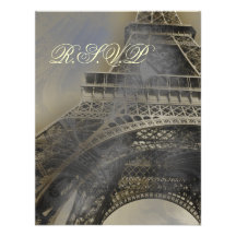 Tarjetas parisienses del rsvp del boda comunicado personalizado