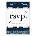 Tarjetas que se casan náuticas del azul marino y b invitacion personalizada