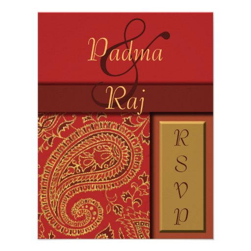 Tarjetas rojas de Paisley RSVP Invitacion Personalizada