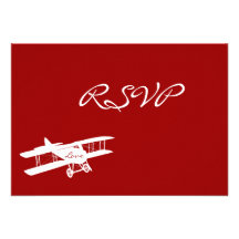 Tarjetas rojas de RSVP del aviador del biplano del Comunicados Personales