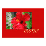 Tarjetas rojas de RSVP del hibisco Comunicados