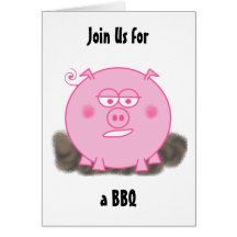 Tarjetas rosadas de la invitación del cerdo