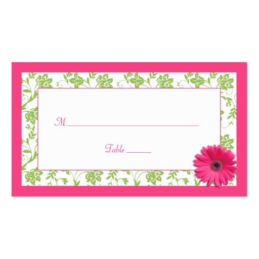Tarjetas rosadas del lugar del boda del damasco de tarjeta de visita