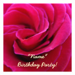 Tarjetas subiós rosa de la flor de la fiesta de cu comunicados personalizados