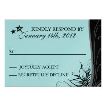Tarjetas temáticas de RSVP del destino azul elegan Anuncio