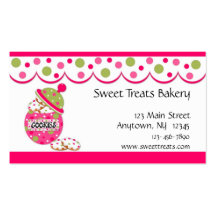 Tarro de galletas, rosa plantillas de tarjeta de negocio