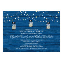 Tarro y luces de madera rústicos de albañil del fi invitaciones personalizada