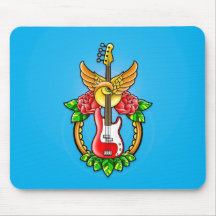 Tatuaje de la guitarra baja tapetes de ratón