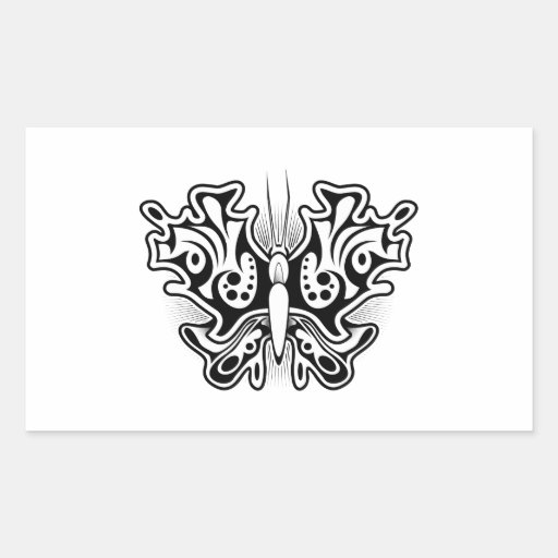 Tatuaje de la mariposa blanco y negro rectangular pegatina de Zazzle ...