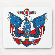 Tatuaje de la nave en Mousepad rojo y azul