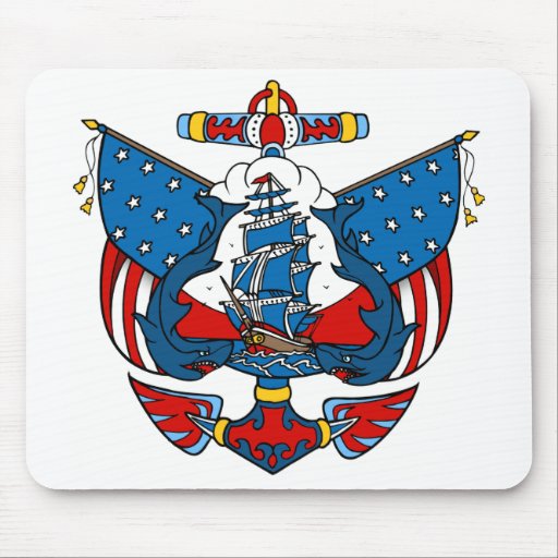 Tatuaje de la nave en Mousepad rojo y azul