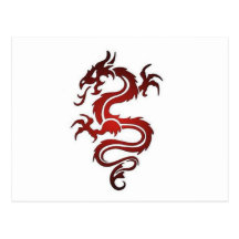 Tatuaje del dragón - rojo postal