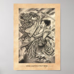 Tatuaje japonés de la lucha del demonio del samura impresiones