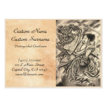 Tatuaje japonés de la lucha del demonio del samura tarjetas personales