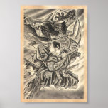 Tatuaje japonés de la lucha del samurai del demoni posters