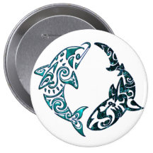 Tatuaje tribal del delfín y del tiburón pins