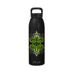 Tatuaje tribal del imperio - verde en negro botellas de agua reutilizables