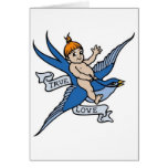 Tatuaje verdadero del amor del vintage tarjetón