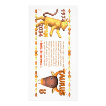 Tauro llevado zodiaco del tigre de madera 2034 de  tarjetas fotográficas personalizadas