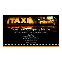 Taxi amarillo en ciudad negra plantilla de tarjeta personal
