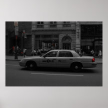 Taxi B&W de NYC con rojo Impresiones