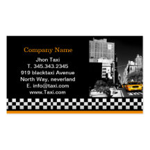 Taxi de la ciudad en negro tarjeta de visita