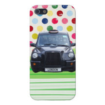Taxi negro de Londres con los lunares coloridos iPhone 5 Carcasas