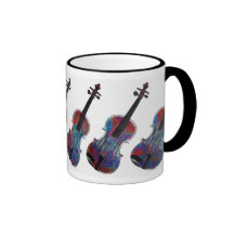 Taza abstracta azul del arte del violín