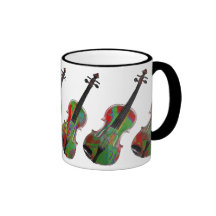 Taza abstracta verde del arte del violín
