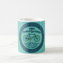 Taza amarilla del anuncio de la bicicleta de Colum