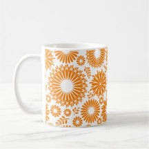 Taza anaranjada floral del vintage