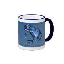 Taza azul de la rana de la diversión