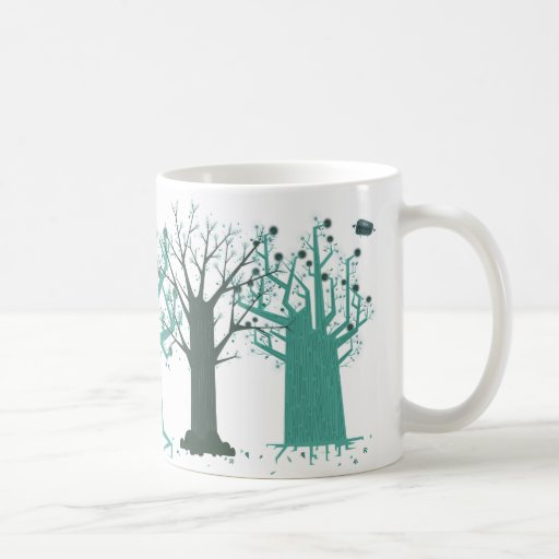 Taza azul de los árboles