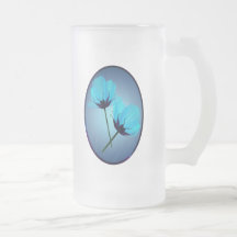 Taza azul eléctrica del óvalo de la flor dos