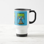 Taza azulverde del viaje del búho azul