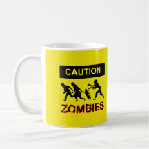 Taza blanca clásica de los zombis de la precaución