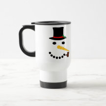 Taza blanca del viaje del muñeco de nieve