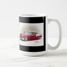 Taza blanca roja 1956 del arte de Chevy Digital
